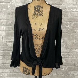 Maurices Black Bell Sleeve Tie Wrap